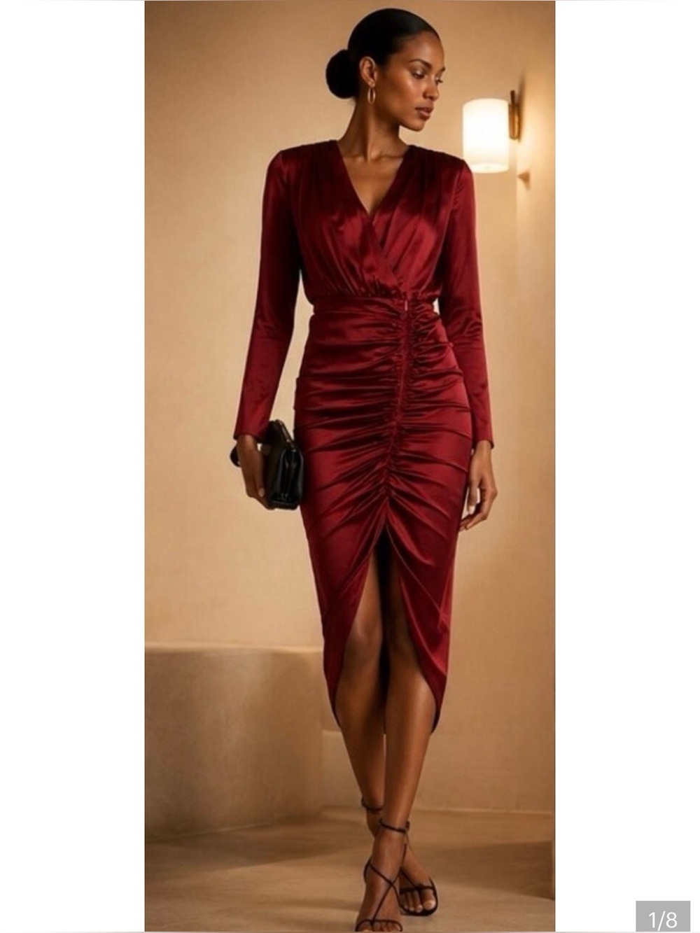 Veronica Beard Burgundy Cabernet Wine Silk Cameri Ruched Dress Size 4 NWT $698
